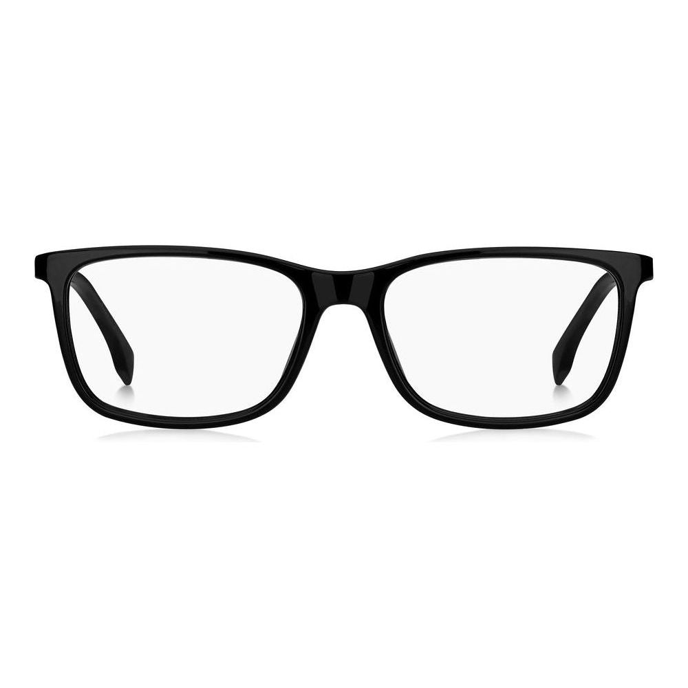 HUGO BOSS MOD. BOSS 1573 gent glasses, black rectangular frames for men, stylish eyeglasses front view
