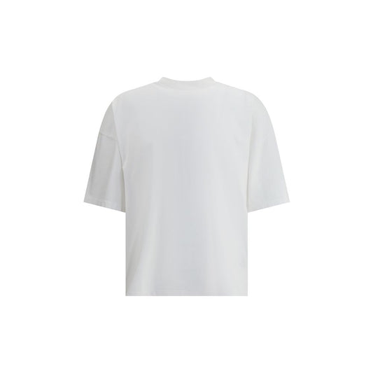 Haikure White Cotton T-Shirt with oversized fit, ribbed crew neck, and dropped shoulders for a casual contemporary look, back view.