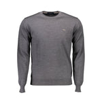 Harmont & Blaine Brown Wool Men Sweater with V-neck and contrast details, showcasing Italian style and luxury craftsmanship.