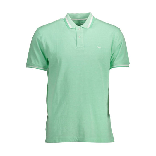 Harmont & Blaine Green Cotton Men Polo Shirt with short sleeves, classic style, and distinctive logo, perfect for casual sophistication.