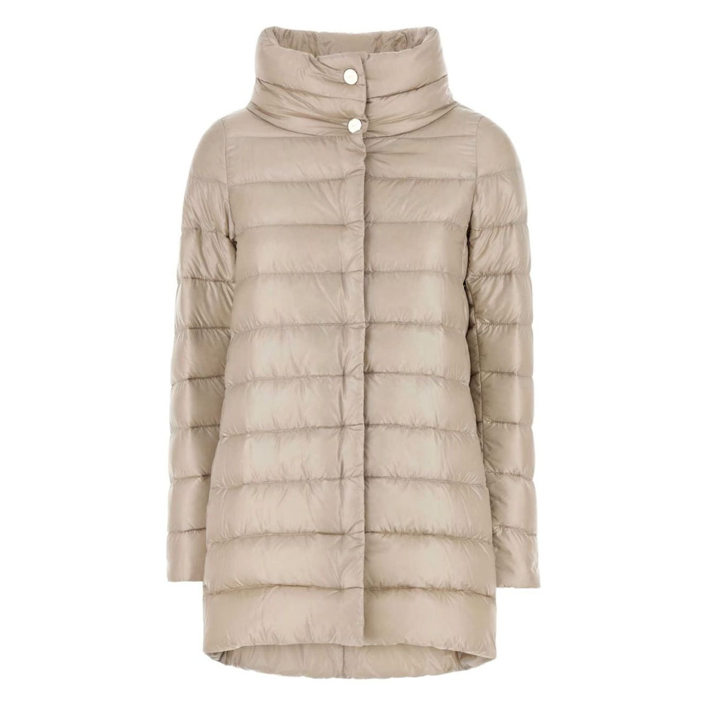 Herno Coats Powder - Beige Ameli midi down jacket with V-neck, nylon Ultralight fabric and fine goose down filling.