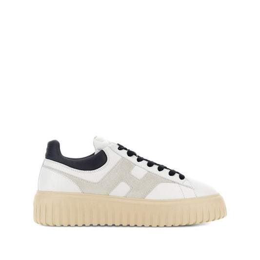 Hogan Pre Sneakers Hogan H-Stripes with white leather, H-stripes, logo patch, rubber sole, and branded insole.