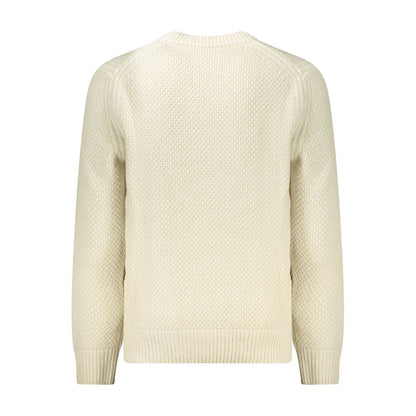 Back view of Hugo Boss Beige Wool Men Sweater showcasing classic V-neck style and luxurious texture