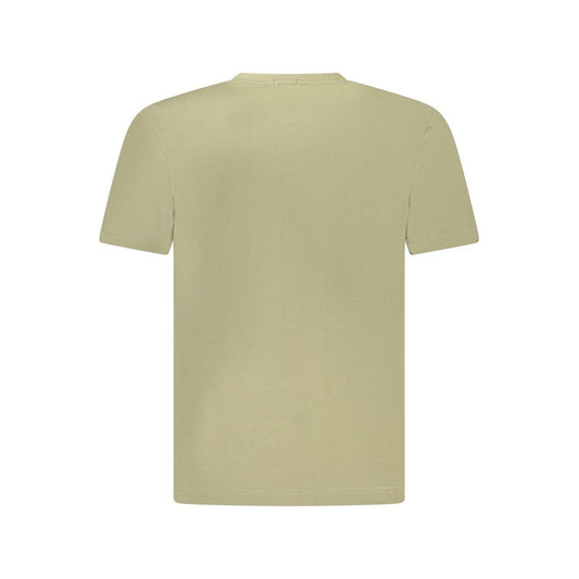 Back view of Hugo Boss Green Cotton Men TShirt, showcasing casual sophistication and luxury in organic cotton blend with crew neck.