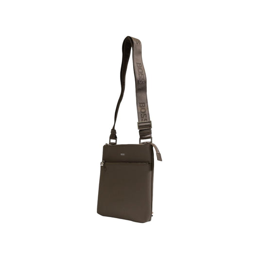 Hugo Boss Green Leather Messenger Bag with adjustable strap, crafted from high-quality leather for style and functionality.