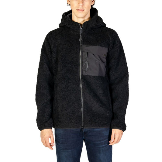 Hydra Clothing Black Polyester Jackets & Coat for men, fall/winter collection, 100% polyester, featuring zip front and pocket detail.