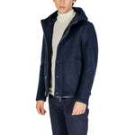Hydra Clothing Blue Polyester Jackets & Coat, fall/winter collection, 75% polyester, 25% wool, men's fashion.