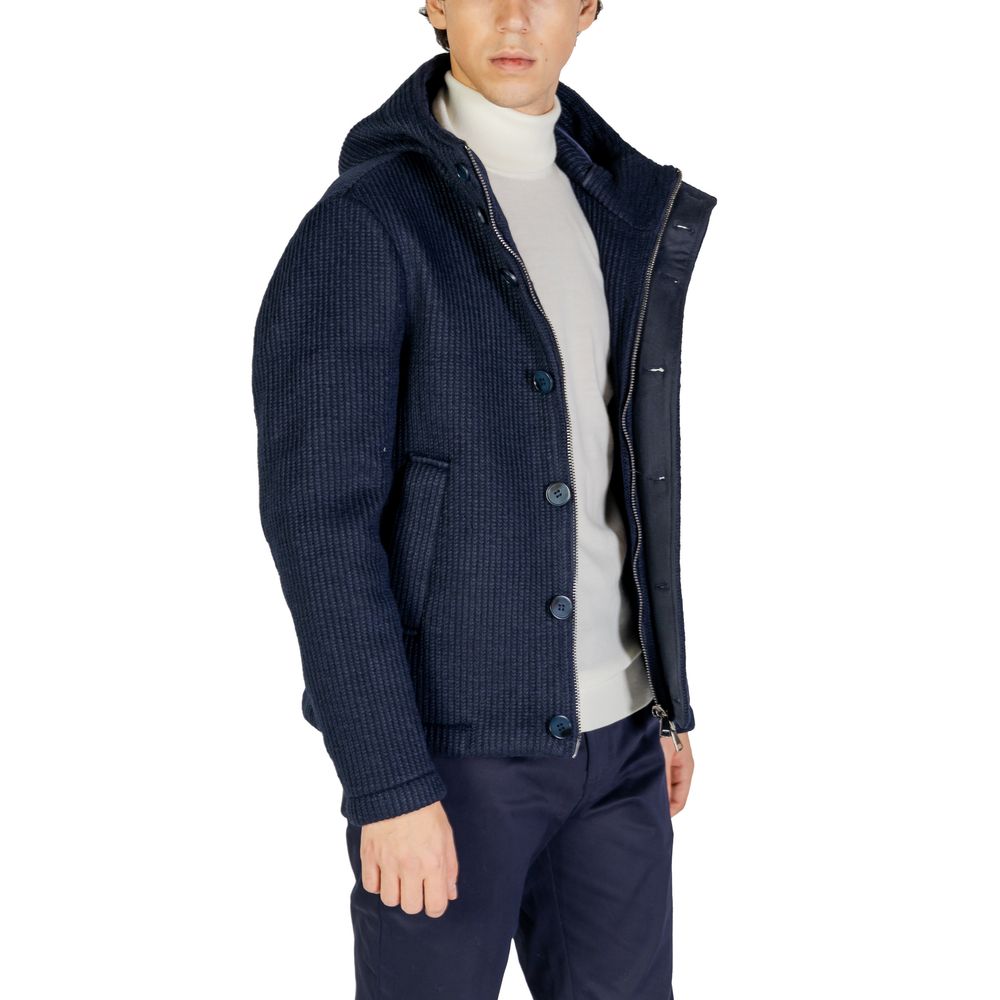 Hydra Clothing Blue Polyester Jackets & Coat for Men in Fall/Winter Collection, 75% Polyester, 25% Wool