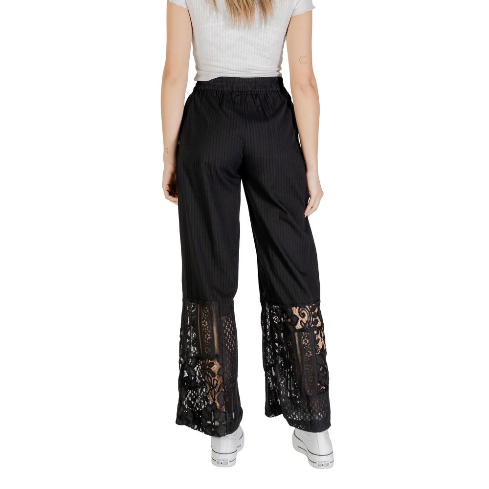 ICHI Black Cotton Pant