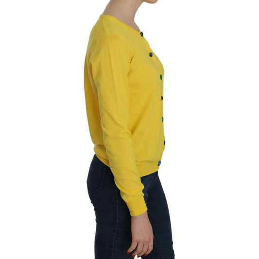 Jucca Radiant Yellow Cotton Sweater yellow-cotton-buttonfront-long-sleeve-sweater IMG_0018-378d3e24-ee1.jpg