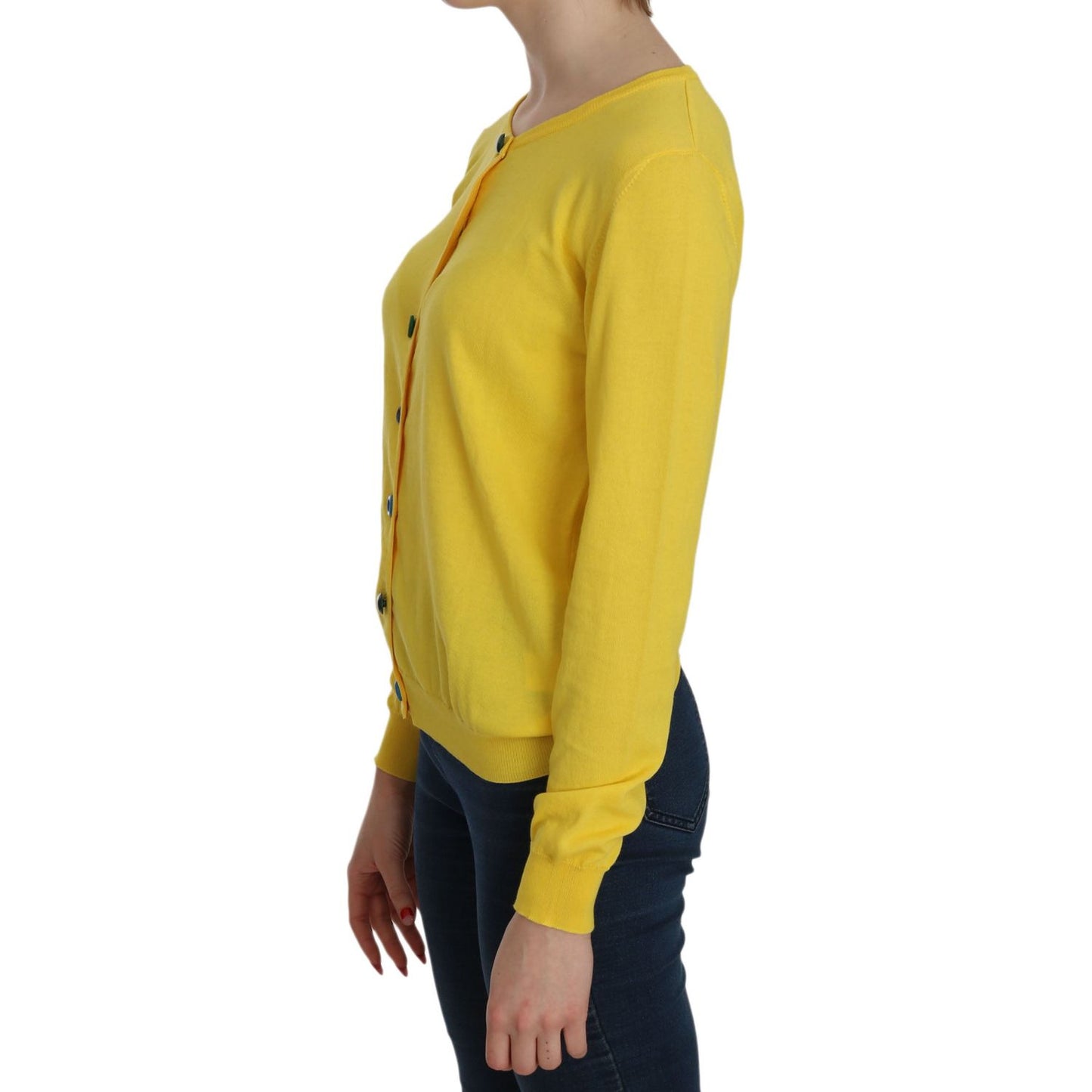 Jucca Radiant Yellow Cotton Sweater yellow-cotton-buttonfront-long-sleeve-sweater IMG_0019-48d454c5-c83.jpg