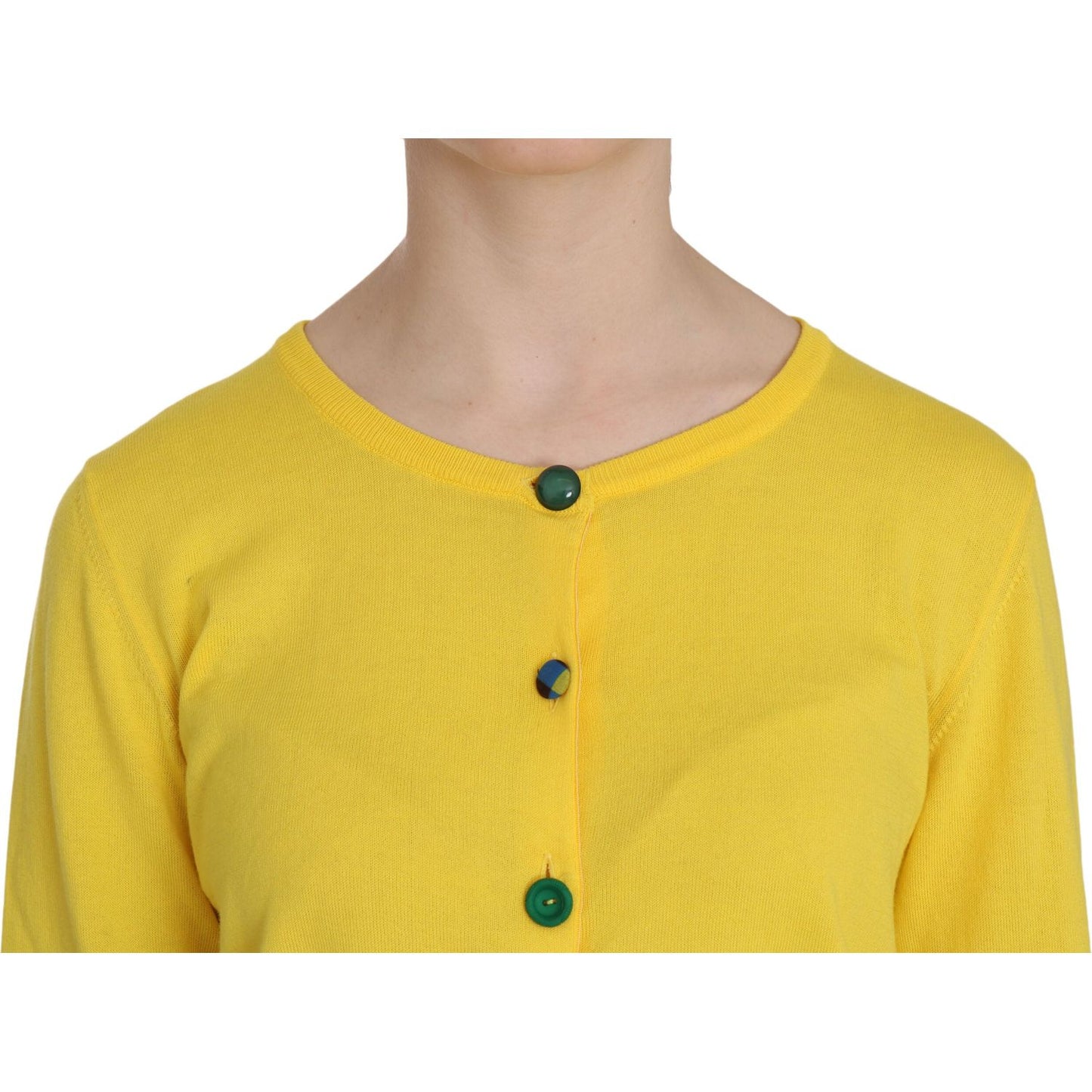 Jucca Radiant Yellow Cotton Sweater yellow-cotton-buttonfront-long-sleeve-sweater IMG_0021-scaled-df2836ad-c9e.jpg