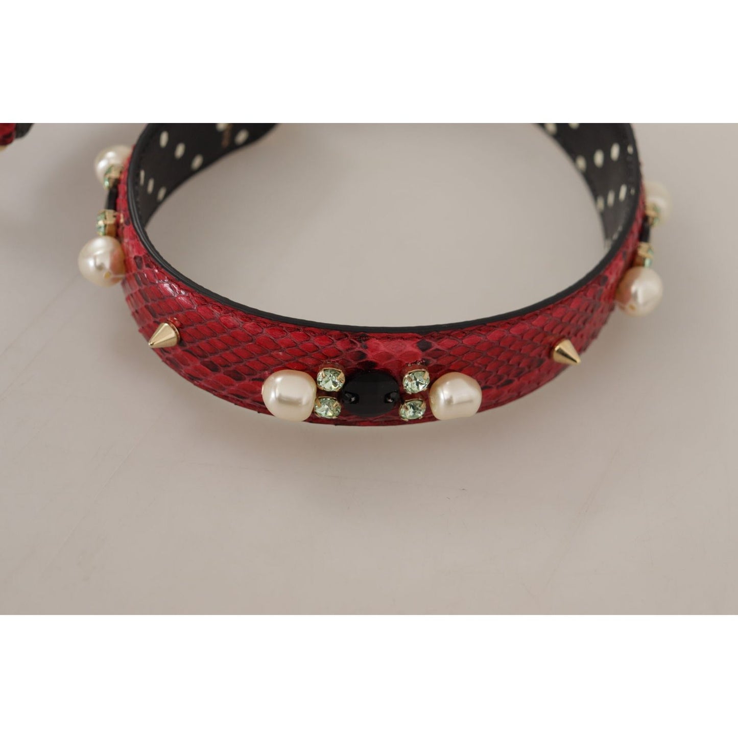Dolce & Gabbana | Elegant Red Python Leather Shoulder Strap| McRichard Designer Brands   
