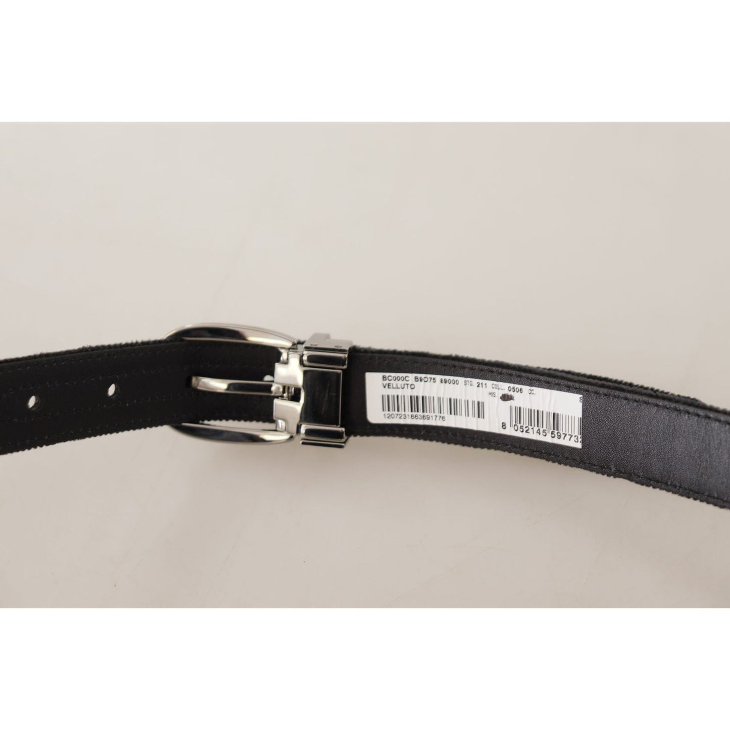 Elegant Velvet Designer Belt with Logo Engraved Buckle
