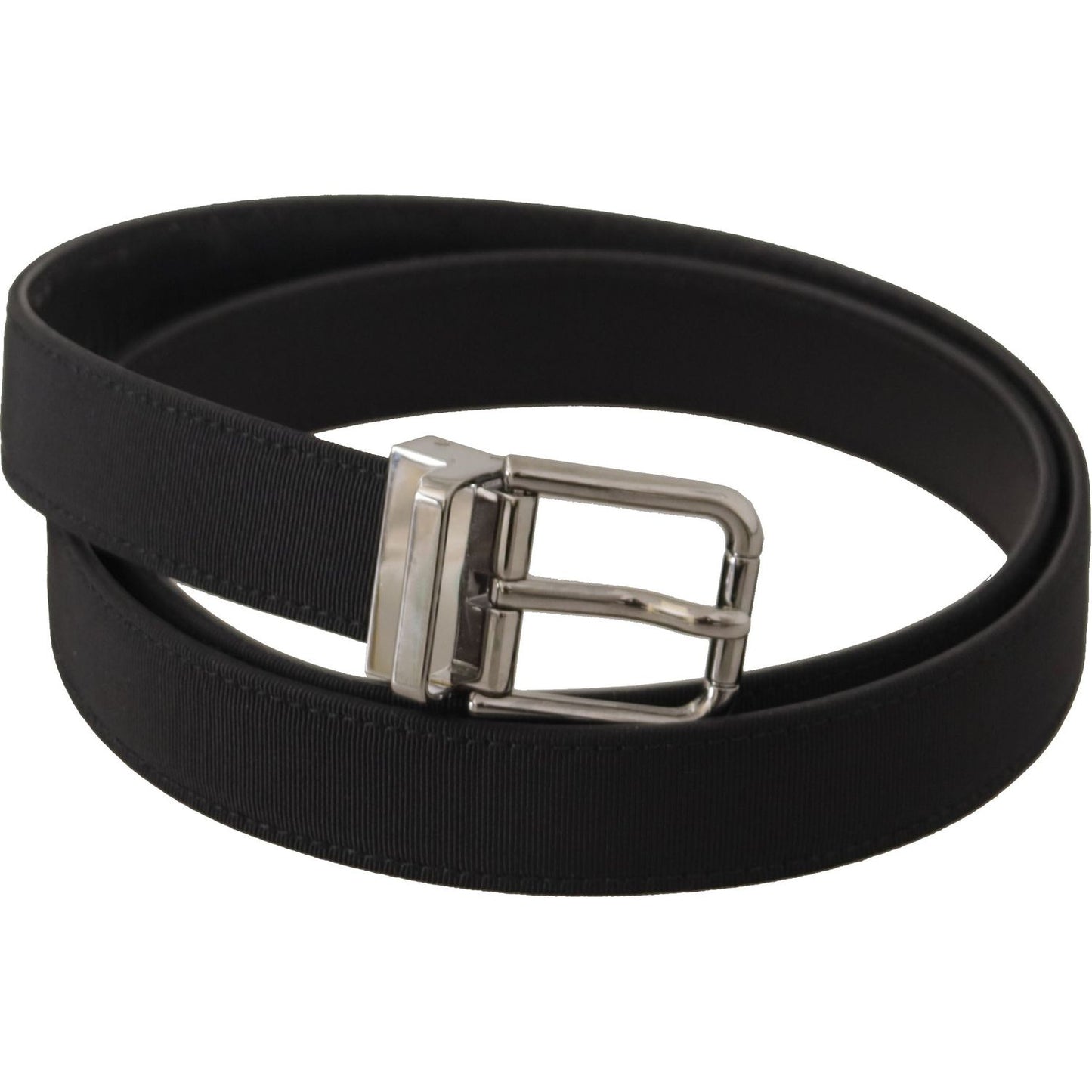 Elegant Black Leather Belt with Metal Buckle