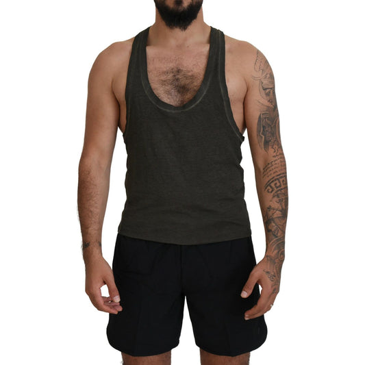 Dsquared² Gray Cotton Linen Sleeveless Tank T-shirt gray-cotton-linen-sleeveless-tank-t-shirt