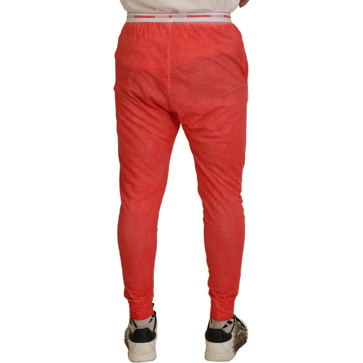 Dsquared² Orange Cotton Elastic Waist Logo Men Pants orange-cotton-elastic-waist-logo-men-pants