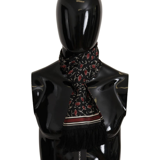 Elegant Silk Men's Scarf Wrap - Black and Red