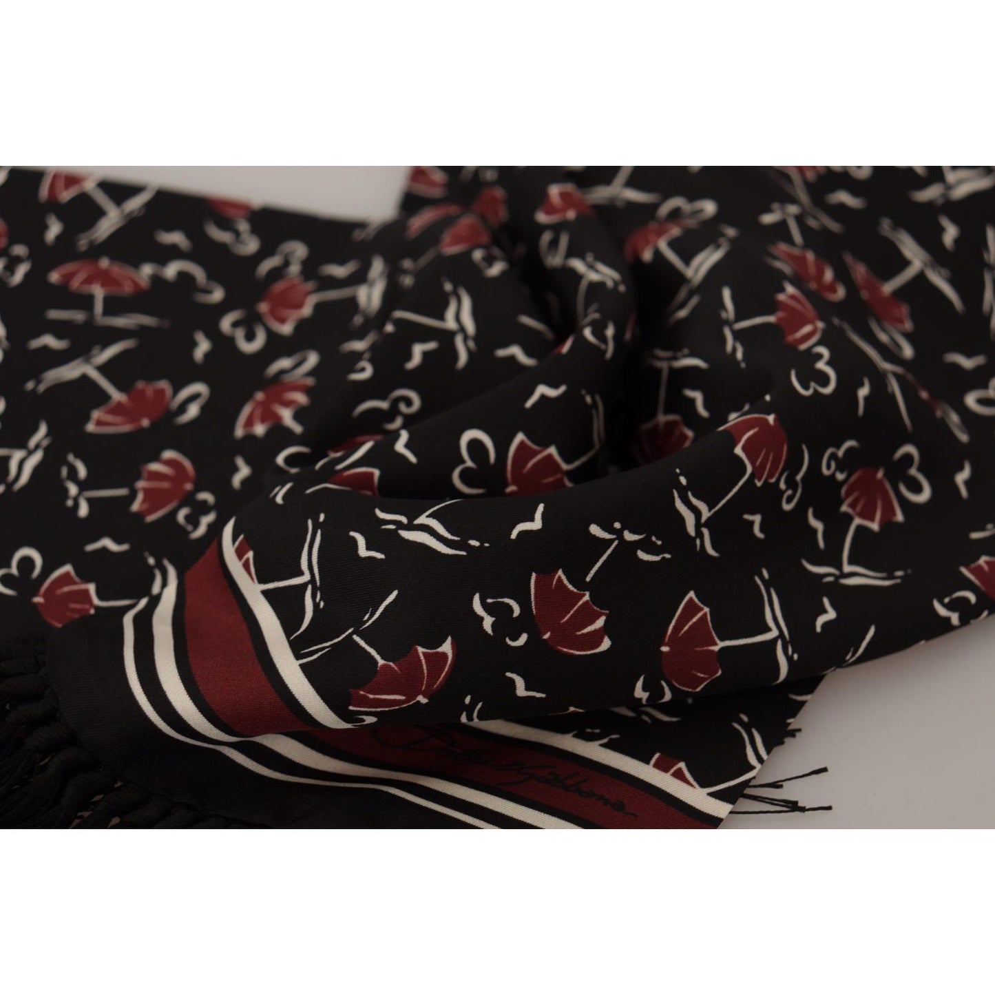 Elegant Silk Men's Scarf Wrap - Black and Red
