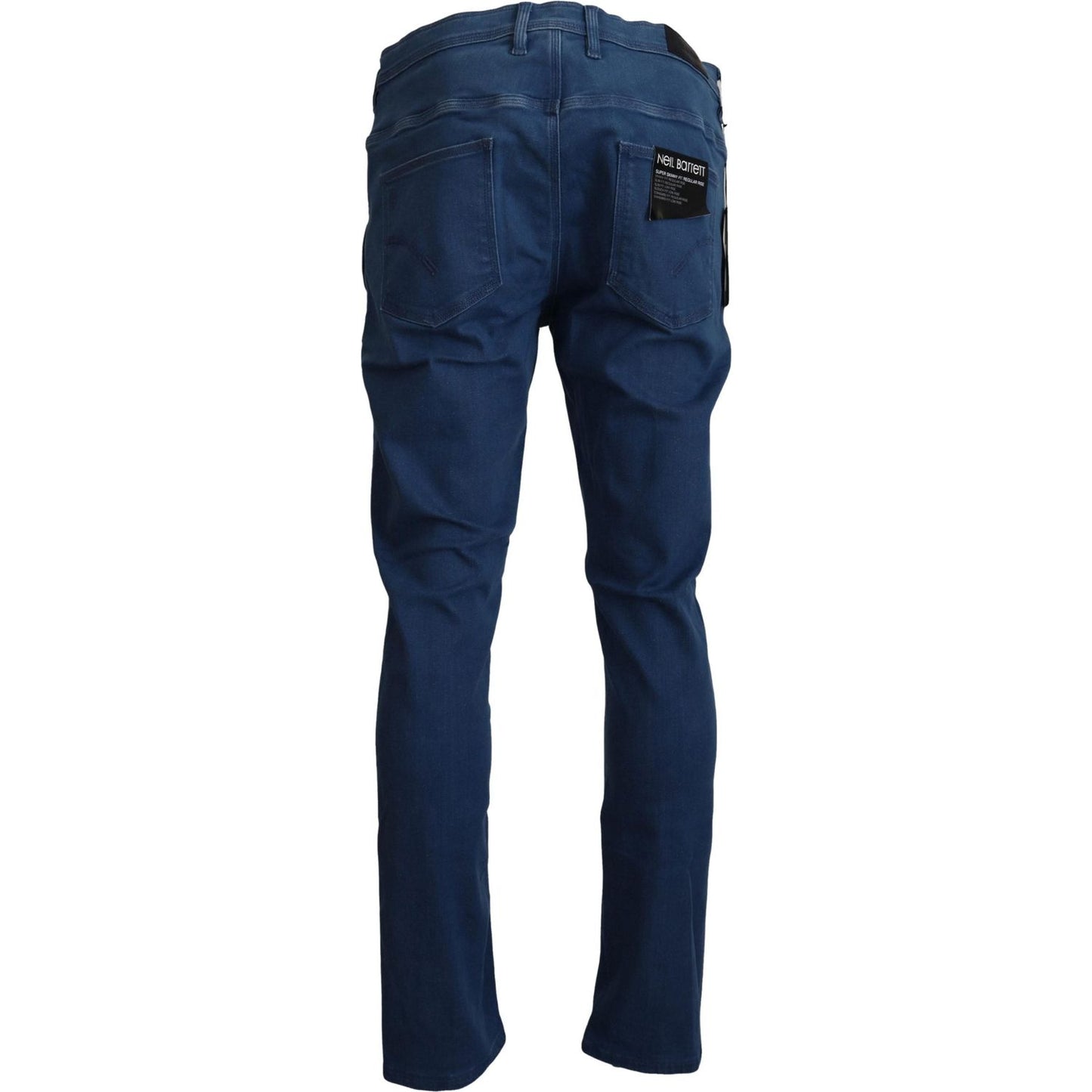 Neil Barrett Chic Skinny Blue Pants for a Sharp Look blue-cotton-stretch-men-casual-denim-jeans