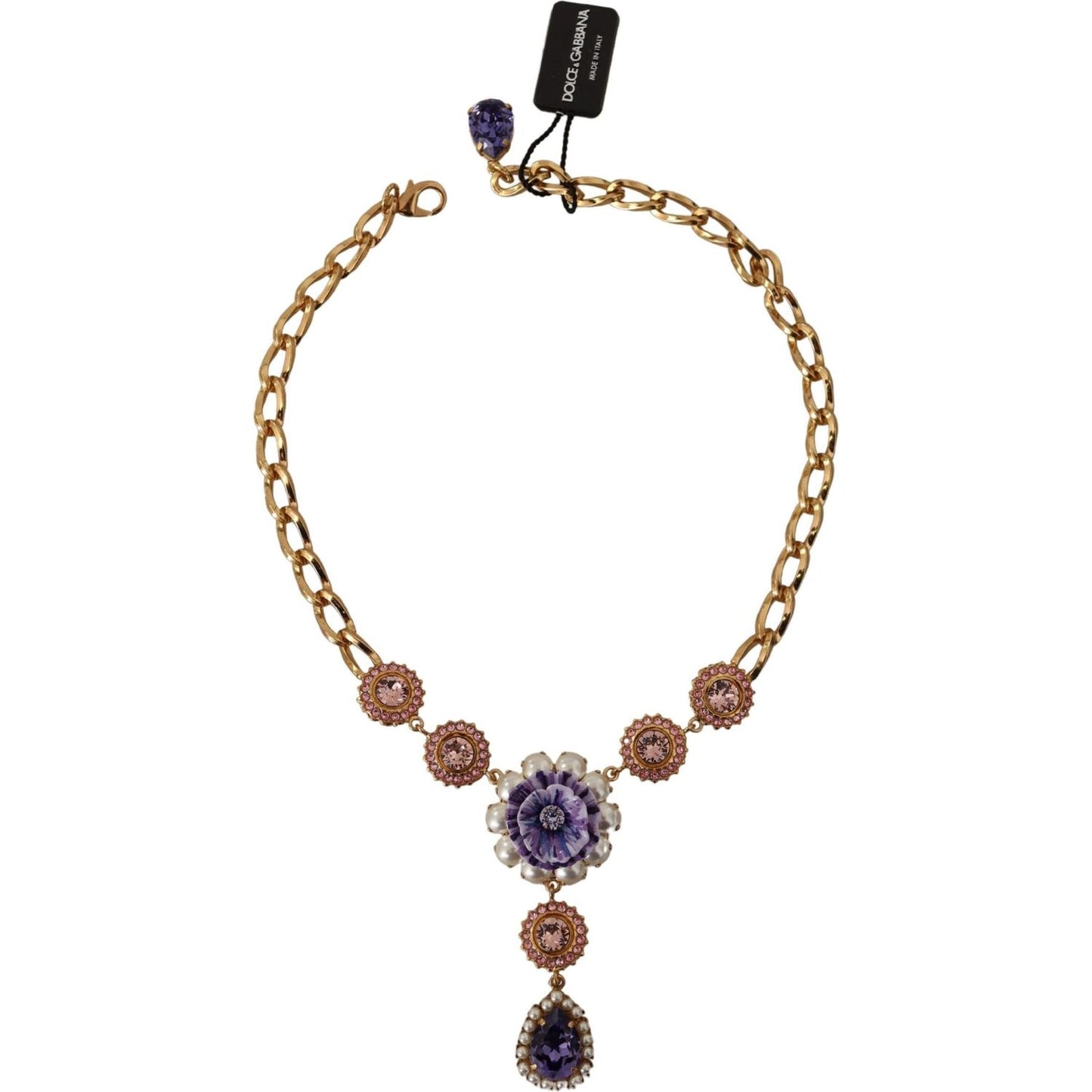 WOMAN NECKLACE Elegant Floral Crystal Statement Necklace Dolce & Gabbana