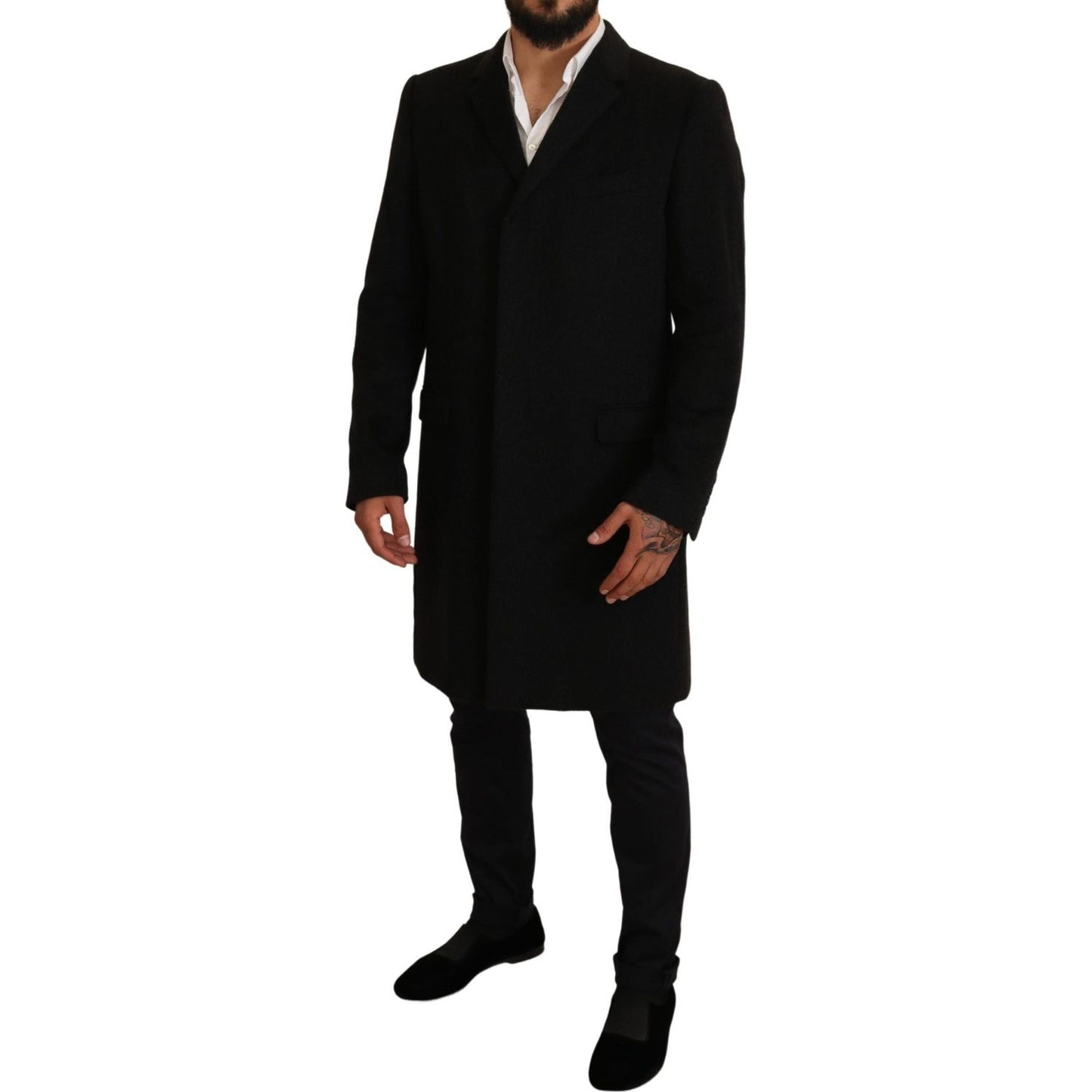 Dolce & Gabbana Elegant Gray Long Overcoat in Pure Cashmere MAN COATS & JACKETS gray-long-cashmere-coat-jacket