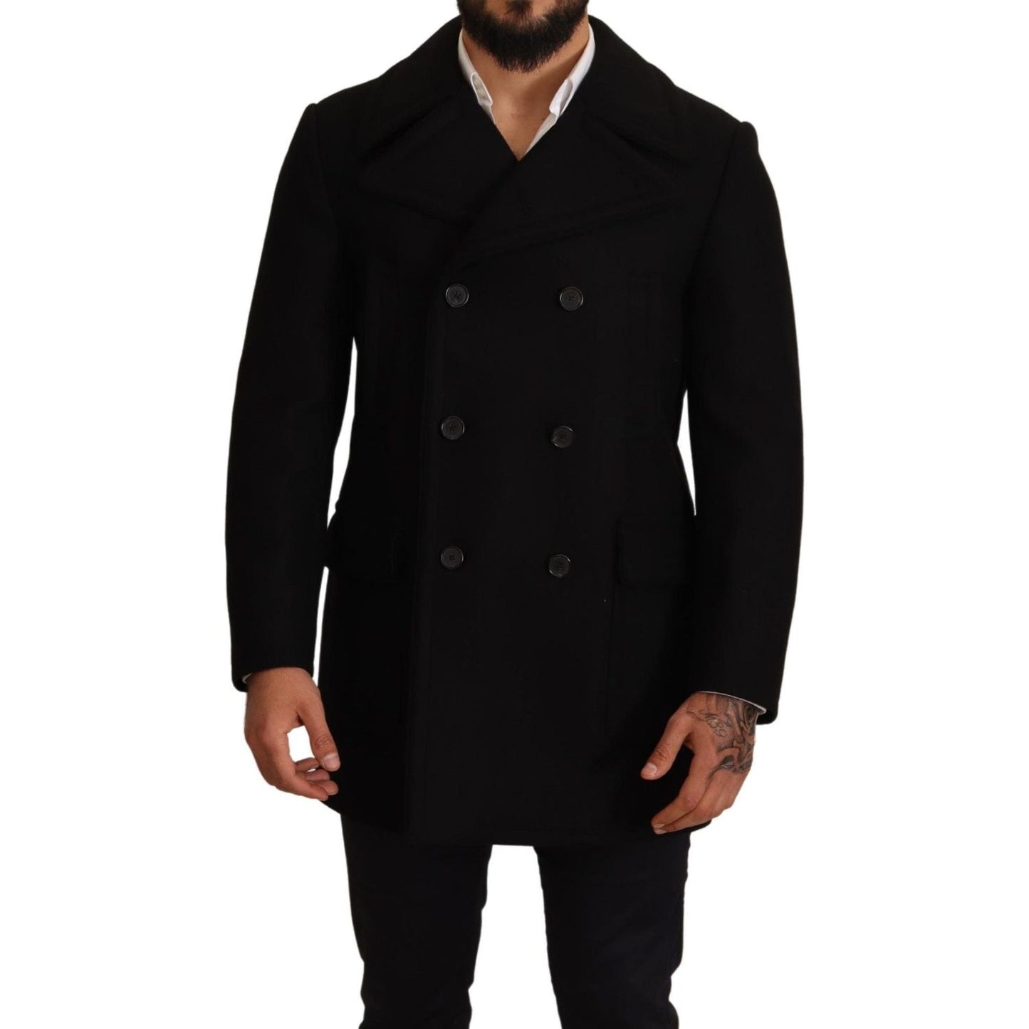 Dolce & Gabbana Elegant Black Double Breasted Trench Coat elegant-black-double-breasted-trench-coat