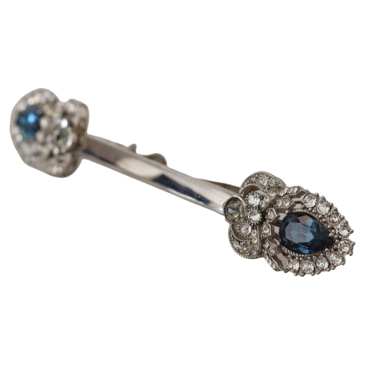 Elegant Sterling Silver Glass Brooch Dolce & Gabbana