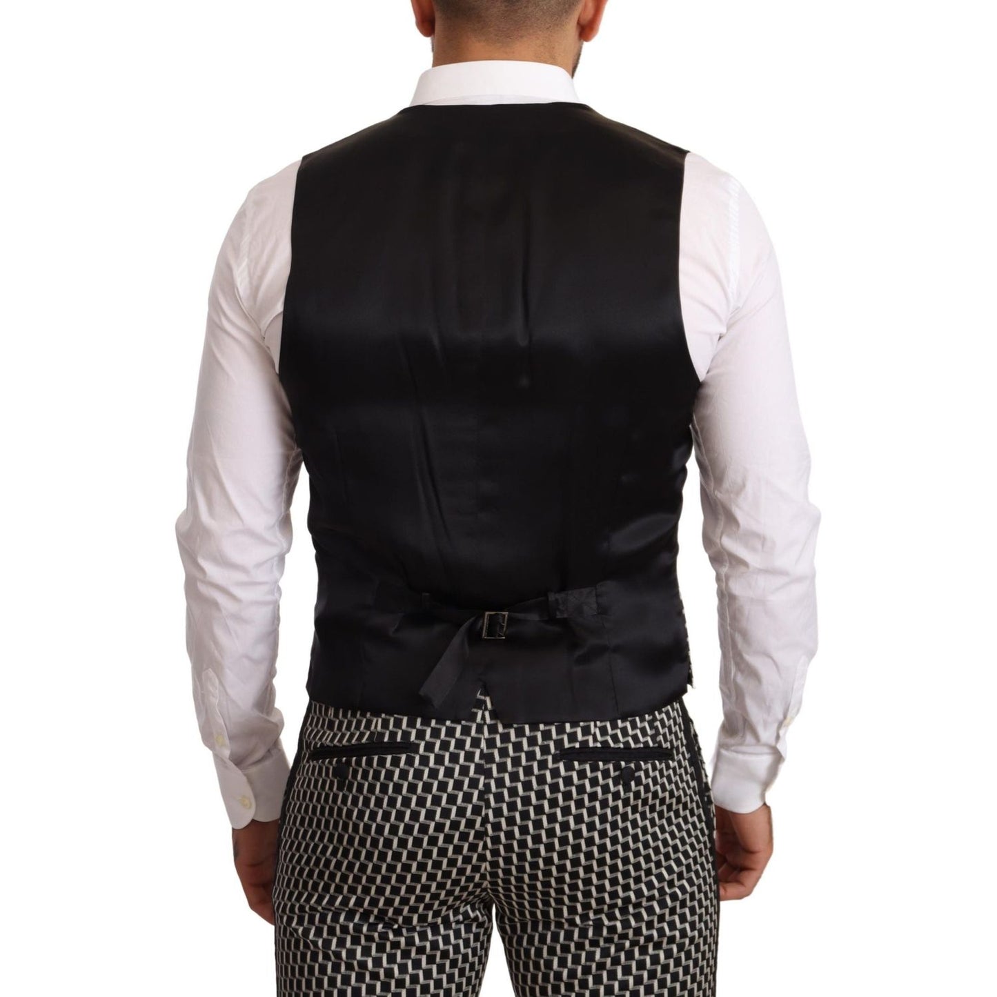 Dolce & Gabbana | Elegant Martini Black Check Three-Piece Suit| McRichard Designer Brands   