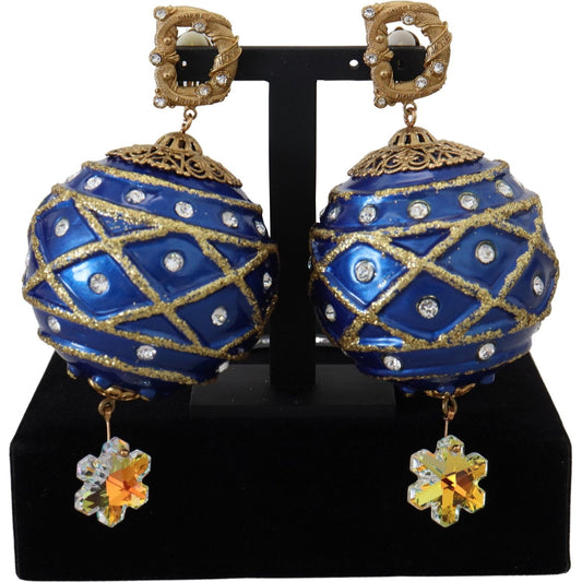 Elegant Dangling Crystal Christmas Ball Earrings Dolce & Gabbana