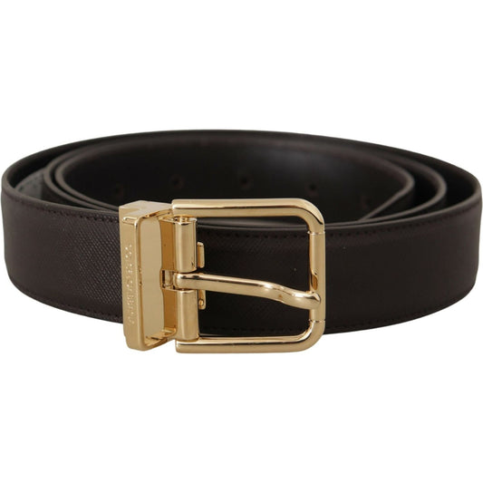 Elegant Leather Logo Engraved Belt Dolce & Gabbana
