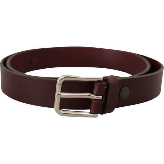 Maroon Luxe Leather Belt with Metal Buckle Dolce & Gabbana
