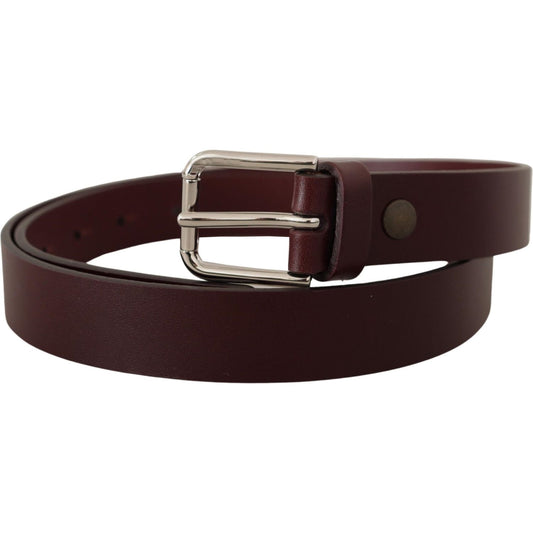 Maroon Luxe Leather Belt with Metal Buckle Dolce & Gabbana