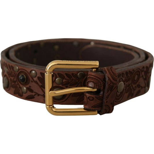 Elegant Leather Belt with Engraved Buckle Dolce & Gabbana