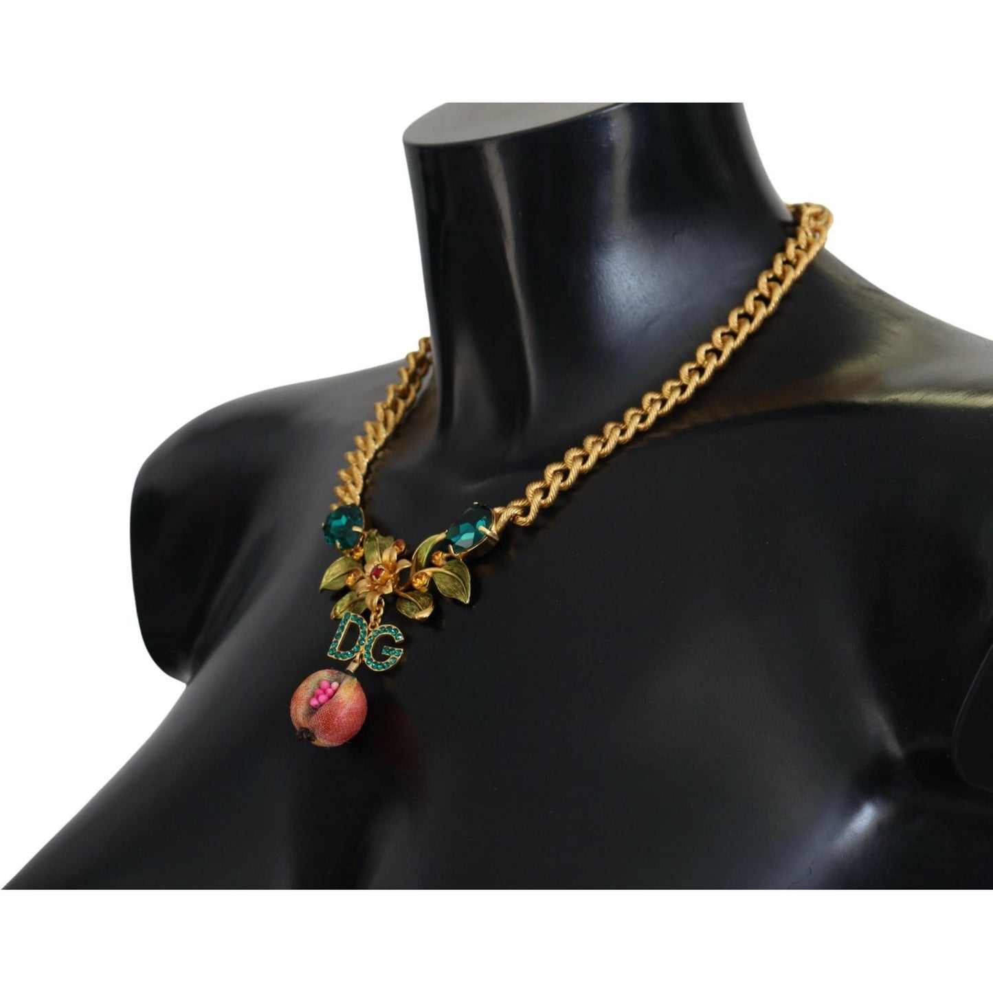 Elegant Gold-Tone Floral Fruit Necklace Dolce & Gabbana