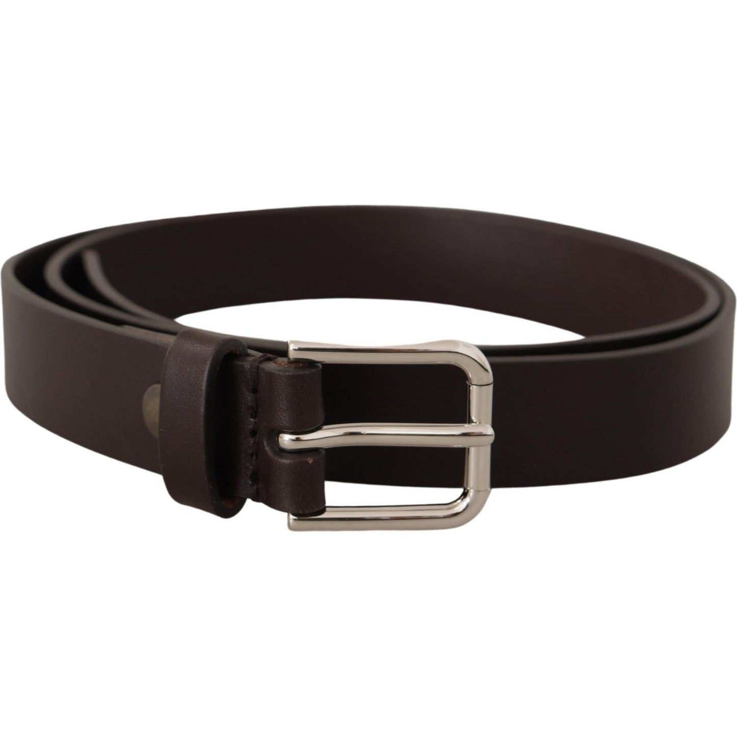 Elegant Leather Belt With Logo Buckle