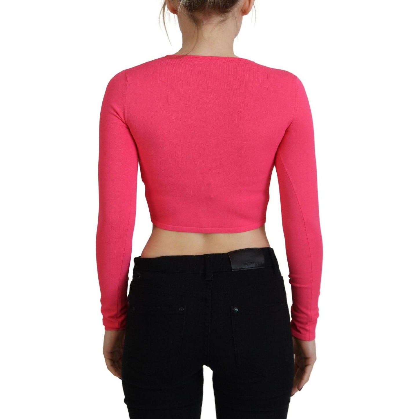 Dsquared² Pink Viscose Knit Open Chest Long Sleeves Top pink-viscose-knit-open-chest-long-sleeves-top