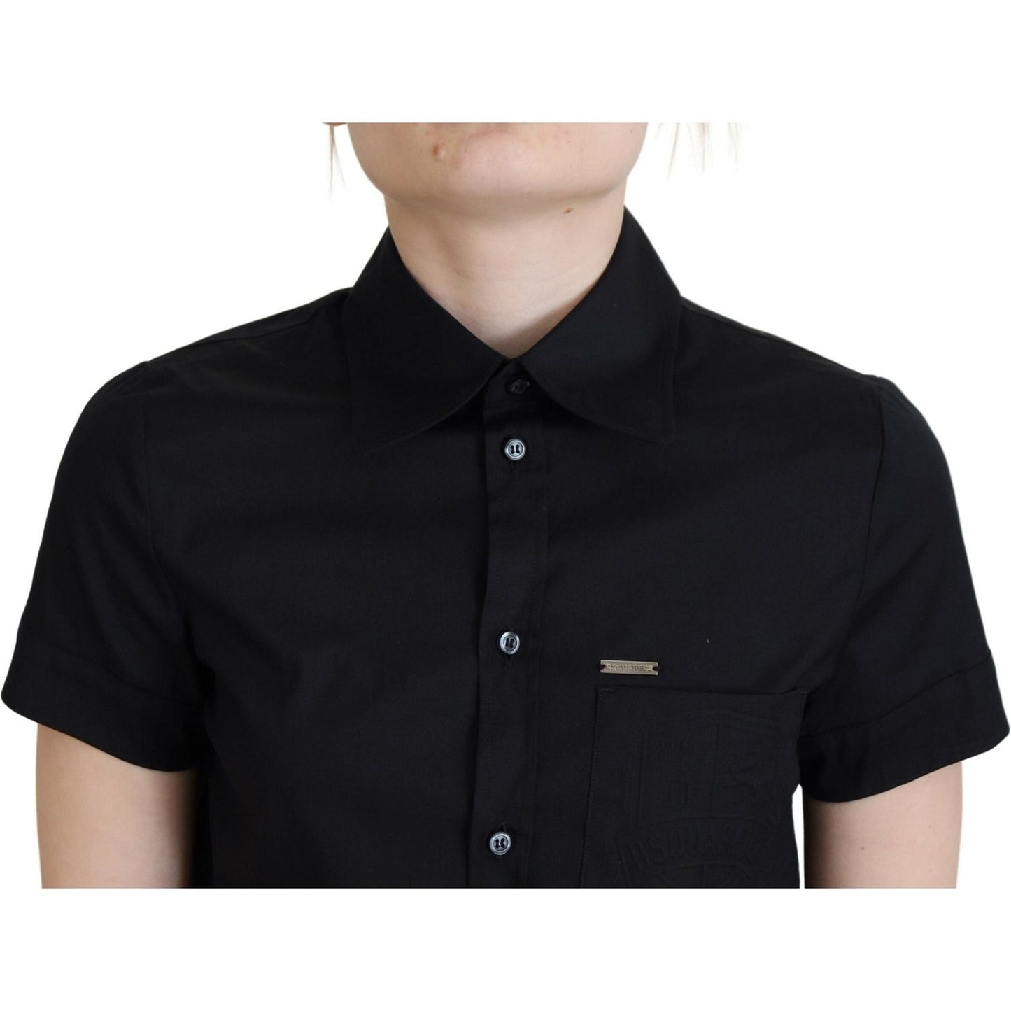 Dsquared² Black Collared Button Down Short Sleeves Polo Top black-collared-button-down-short-sleeves-polo-top