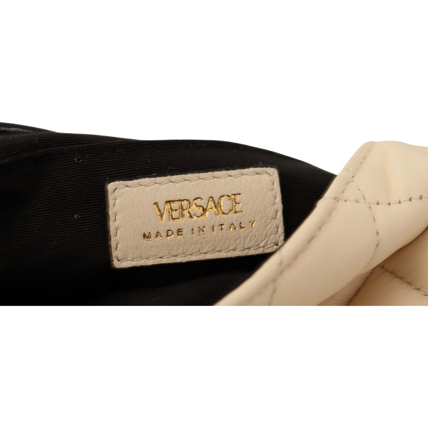 Versace | Chic Nappa Leather Crossbody in Purity White| McRichard Designer Brands   