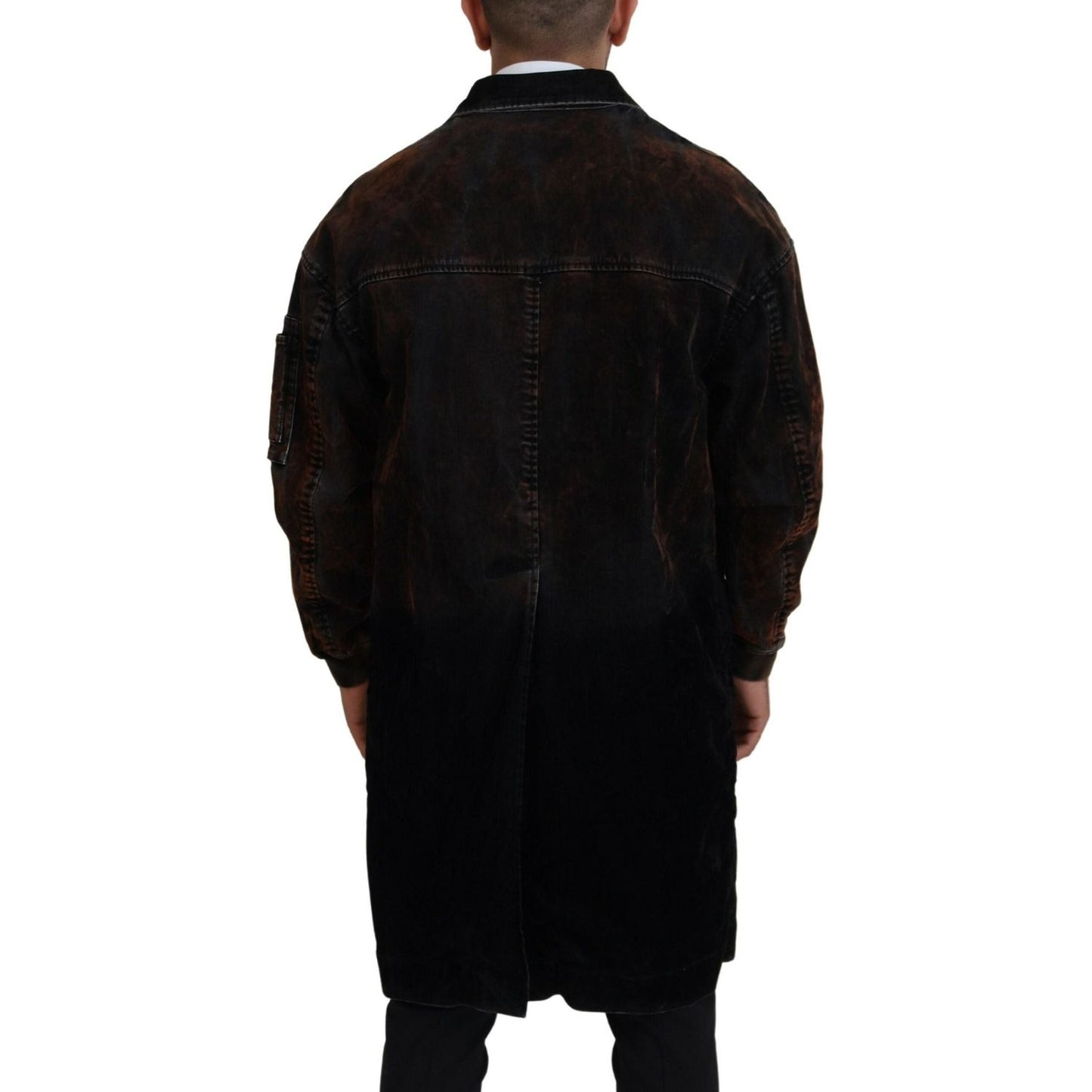 Dsquared² Brown Full Button Men Long Coat Cotton Jacket brown-full-button-men-long-coat-cotton-jacket