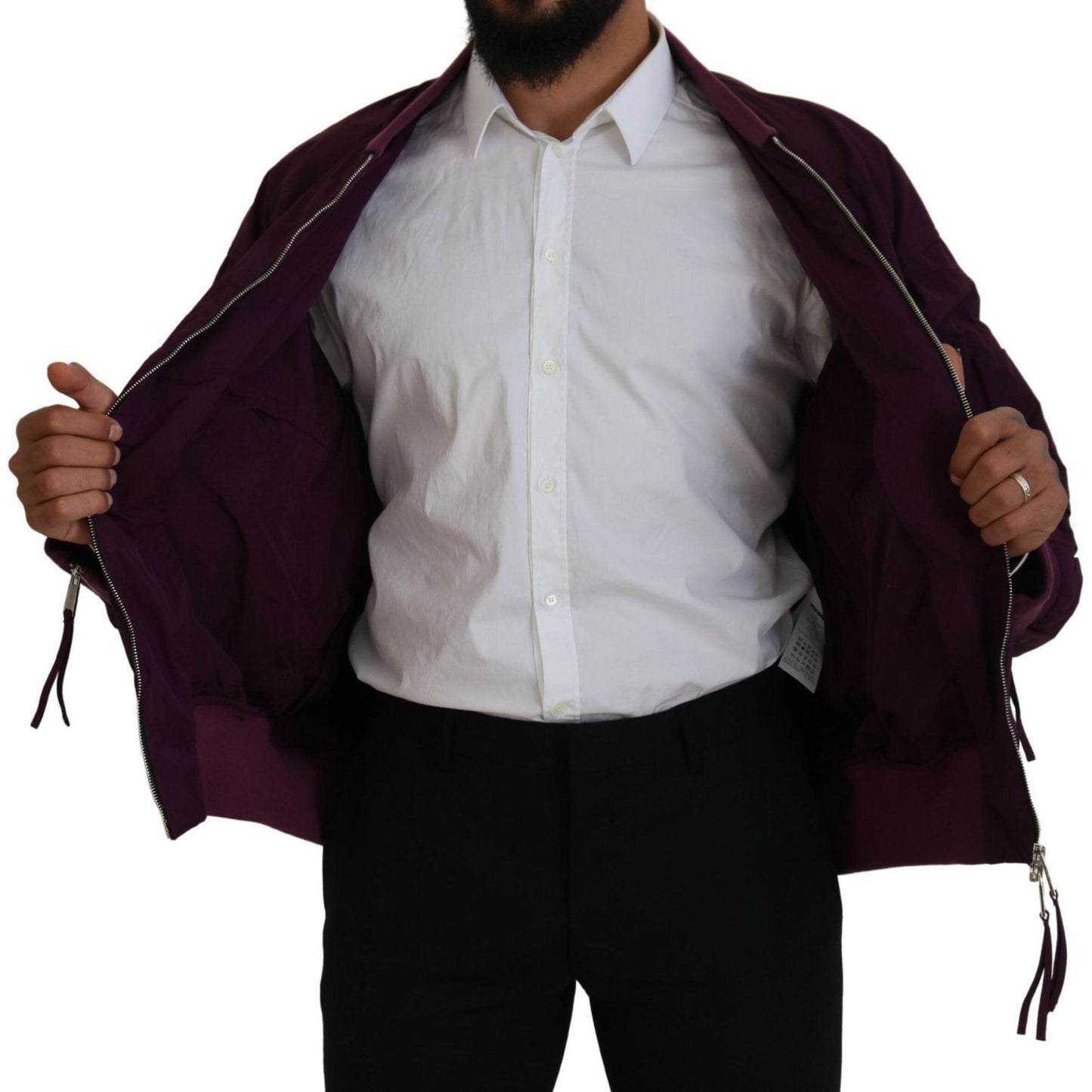 Dsquared² Purple Polyester Full Zipper Bomber Jacket purple-polyester-full-zipper-bomber-jacket