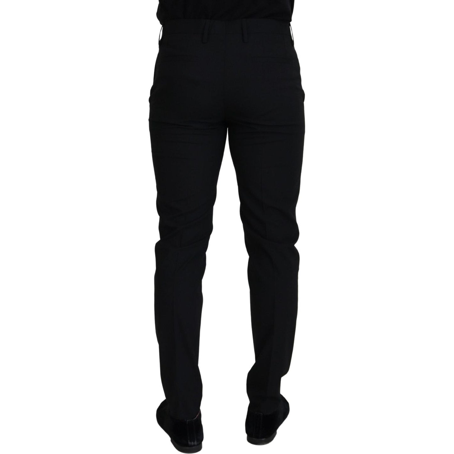 Dolce & Gabbana Elegant Black Wool-Blend Trousers black-polyester-chino-formal-pants