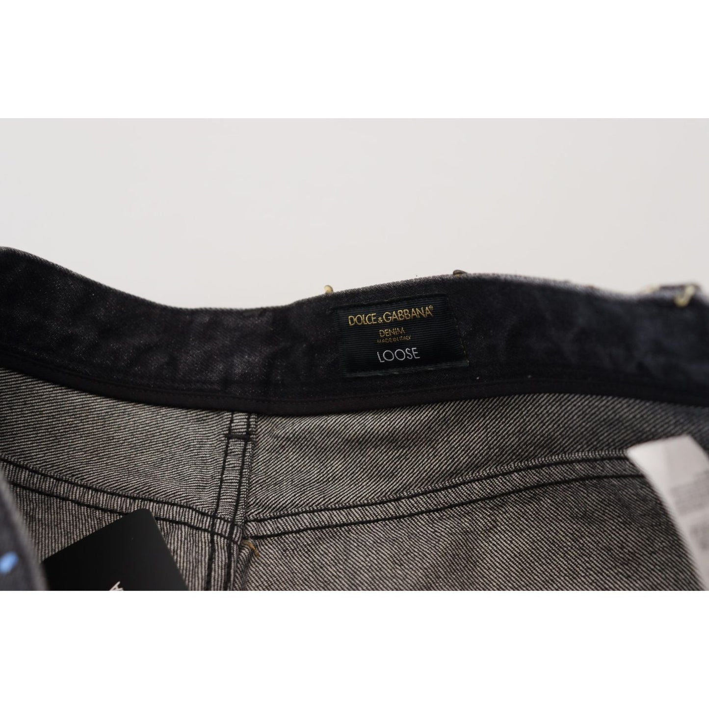 Dolce & Gabbana Elegant Multicolor Printed Denim Pants black-multicolor-print-tattered-denim-jeans