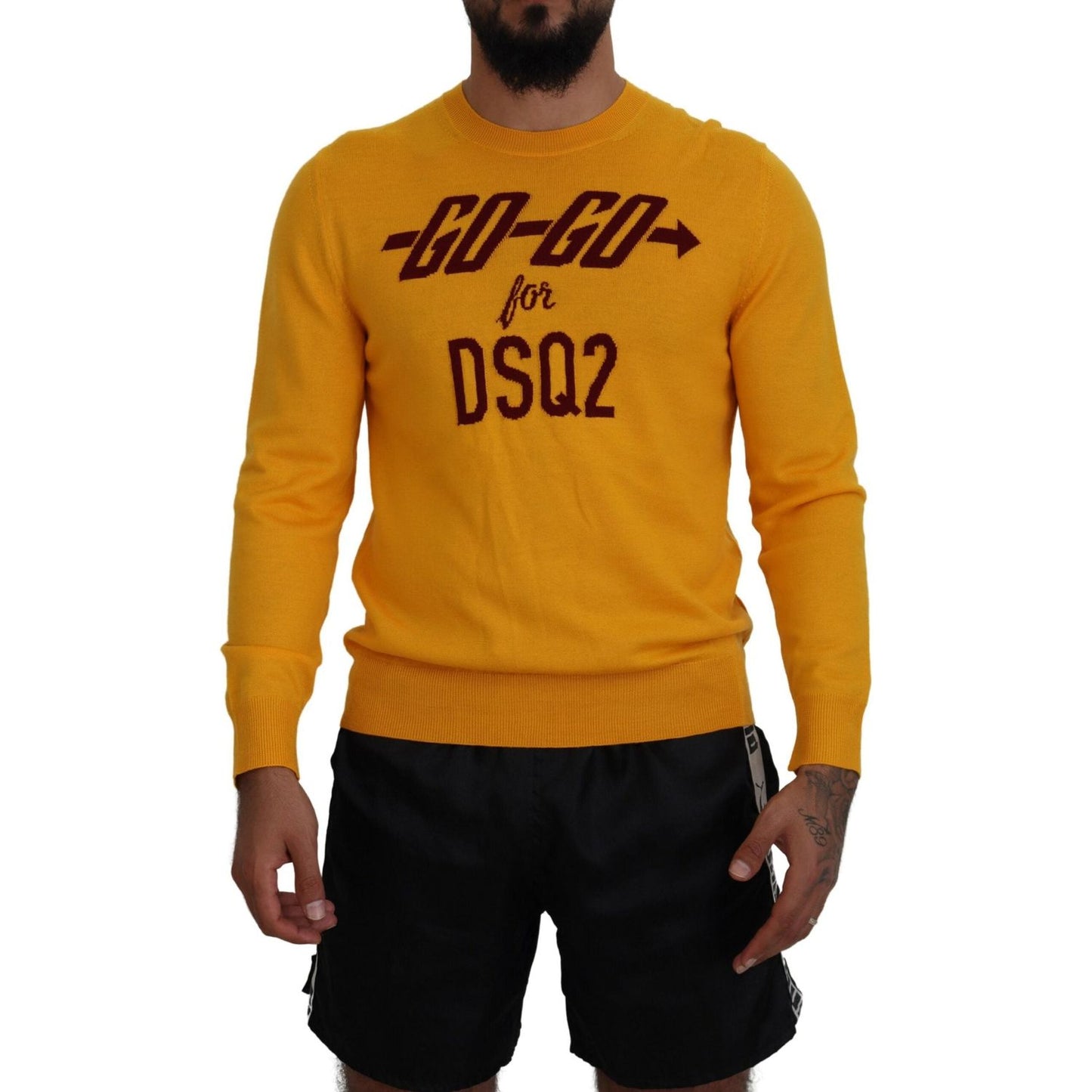 Dsquared² Orange Wool Long Sleeves Men Pullover Sweater orange-wool-long-sleeves-men-pullover-sweater