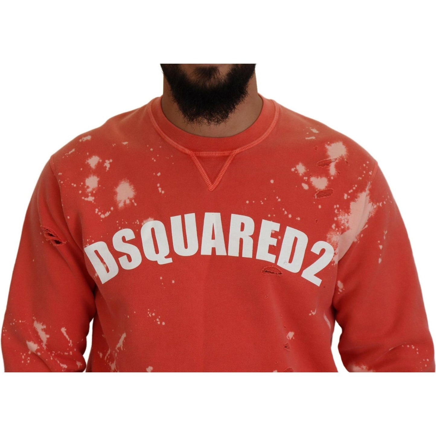 Dsquared² Orange Printed Long Sleeves Pullover Sweater orange-printed-long-sleeves-pullover-sweater-2