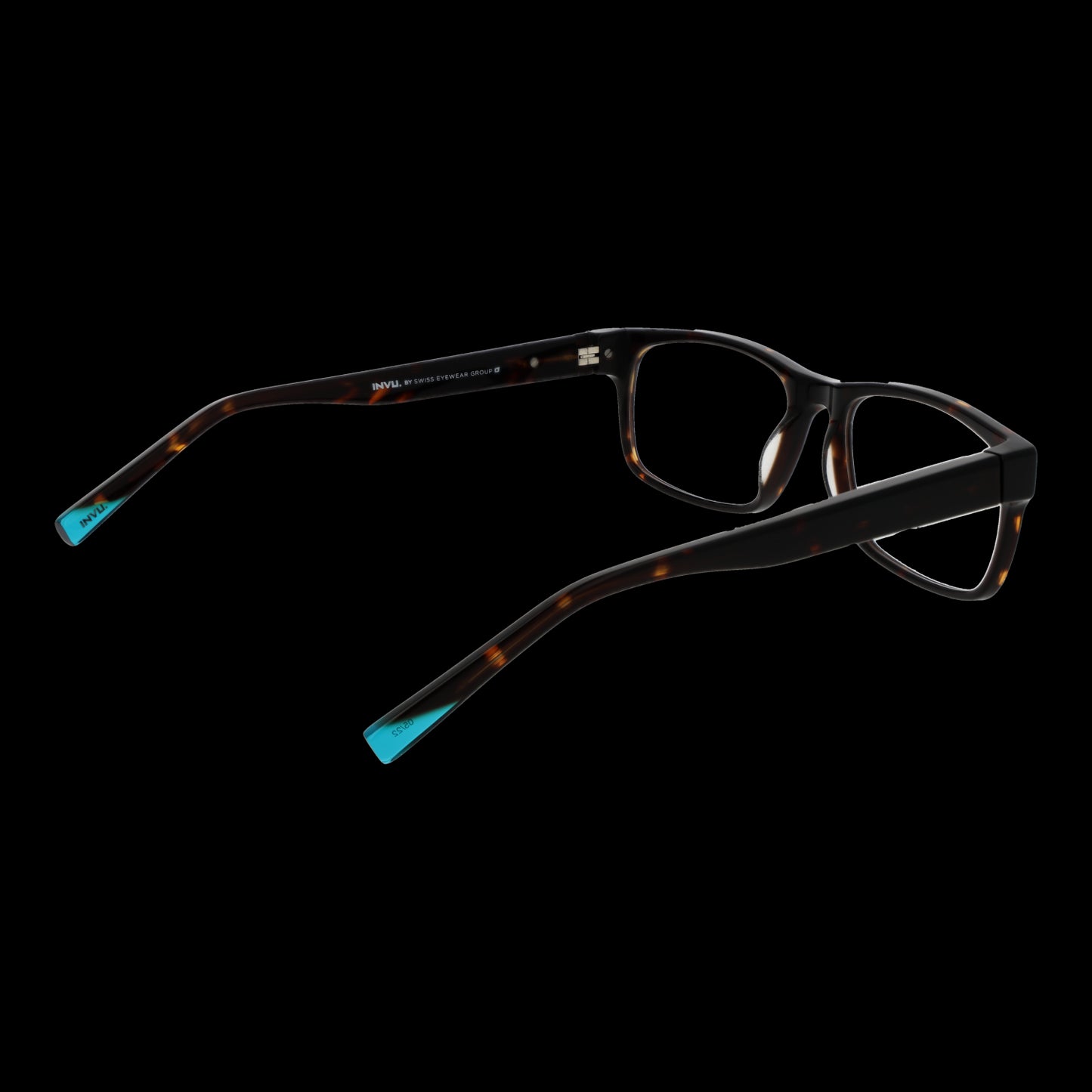 INVU MOD. B4218 55B men's eyeglasses with black and tortoiseshell frame, side view