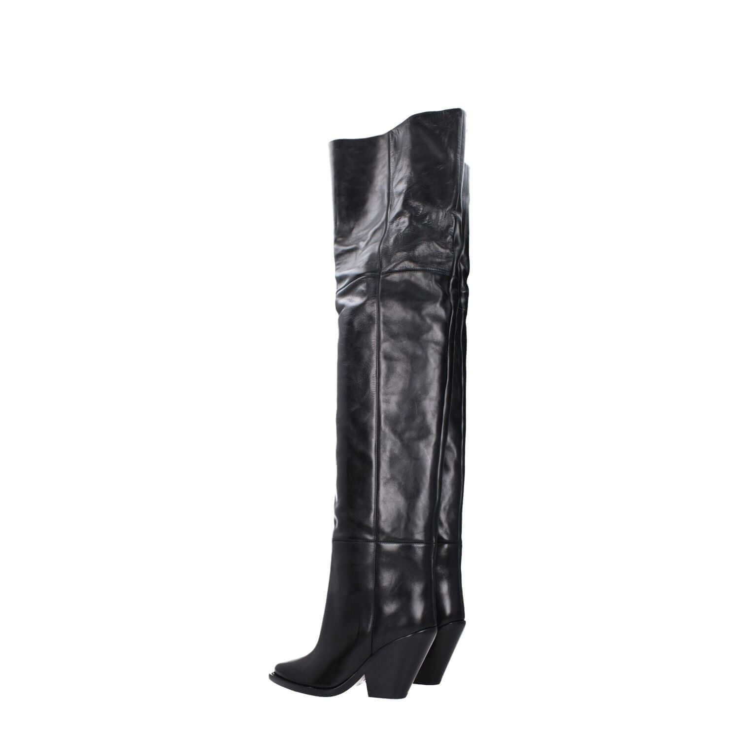 Isabel Marant Black Leather Over The Knee