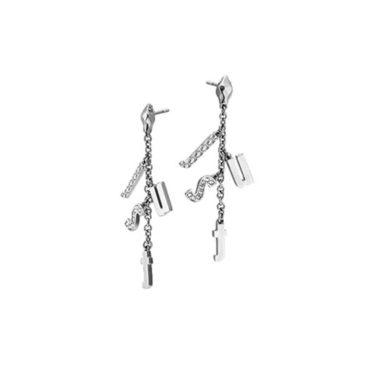 JUST CAVALLI JEWELS JEWELRY Mod. JCER00300100 silver earrings on white background