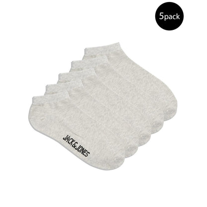 5-pack of Jack Jones Gray Cotton Socks for men, short and breathable design. Ideal everyday wear, made of cotton, polyester, elastane.