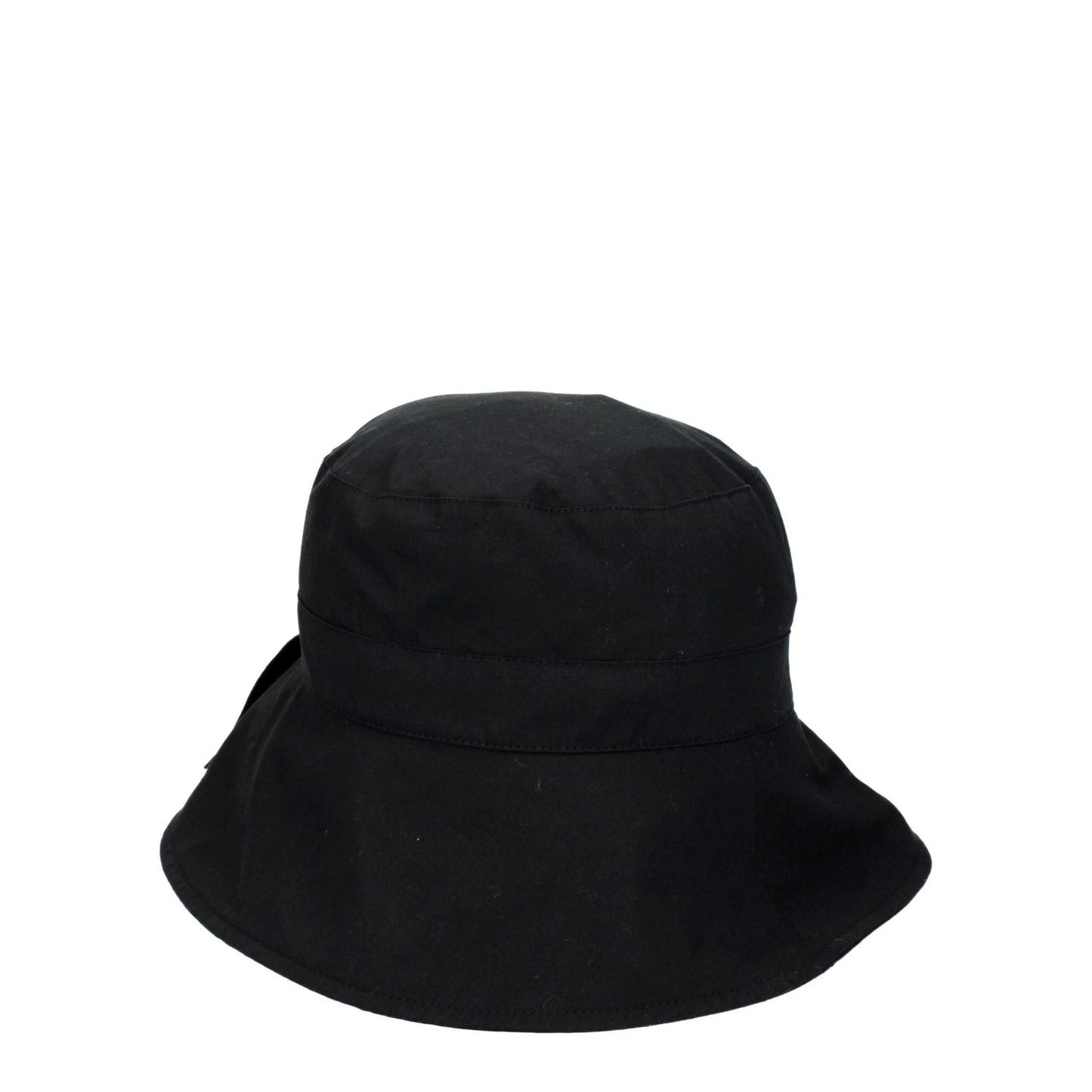 Jacquemus Black Cotton Bucket Hat with vintage effect, casual style, made of 75% cotton and polyamide.